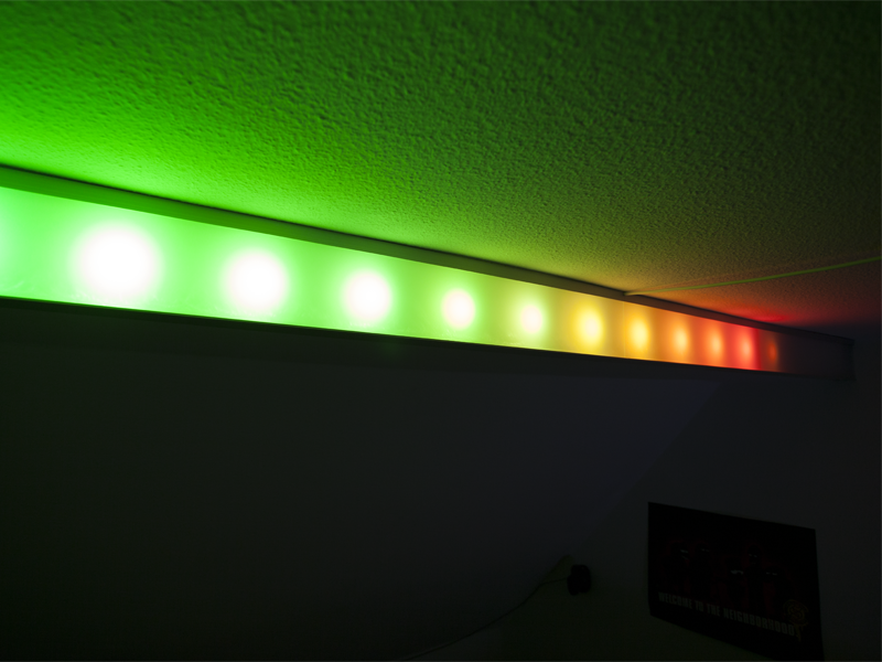 Completed lamp, displaying a color gradient.